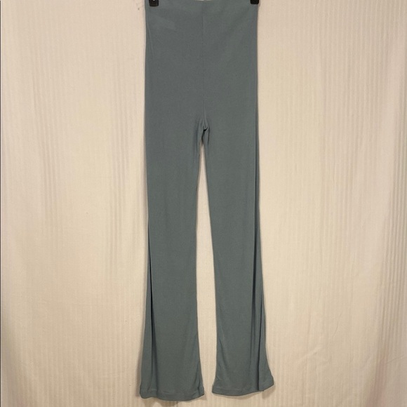 Zara Pants Flared Boot Ribbed Blue Green Athleisure Medium Waist 28 Inseam 35” - Picture 6 of 10